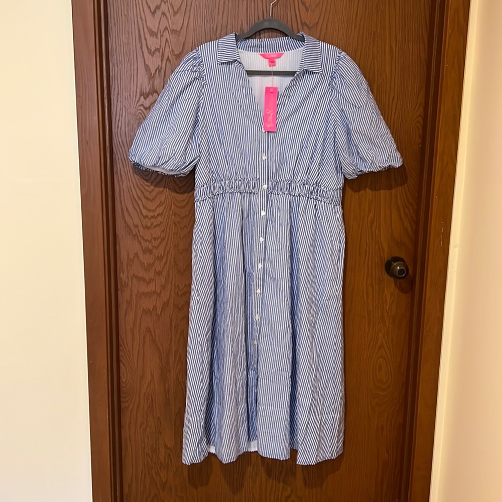 NWT- Lilly Pulitzer Tassie Puff Sleeve Midi Shirtdress